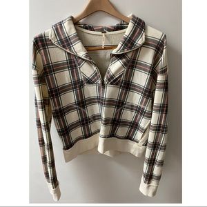Free People Plaid Sweatshirt